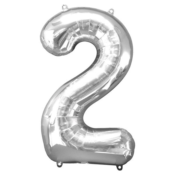 Balloon Foil Number - 2 Silver - 34"