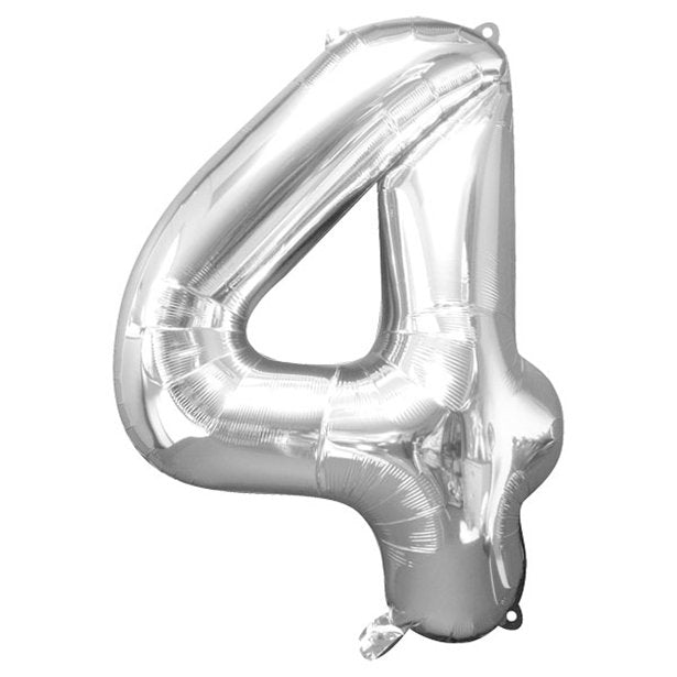 Balloon Foil Number - 4 Silver - 34"