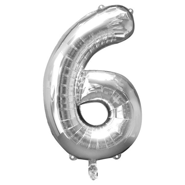 Balloon Foil Number - 6 Silver - 34"