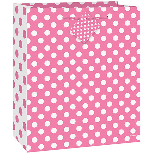 Pink Polka Dot Gift Bag - 23Cm