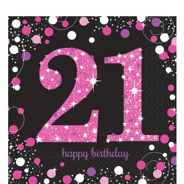 Lunch Napkins - Pink Celebration - Age 21 16pk