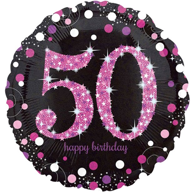 Balloon Foil Round Shape - Sparkling Celebration - 50th Birthday 18''
