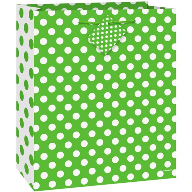 Green Polka Dot Gift Bag - 23Cm