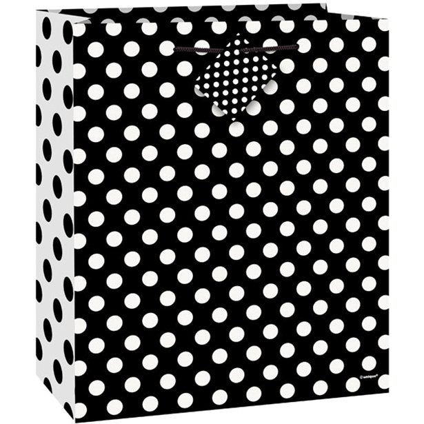 Black Polka Dot Gift Bag - 23Cm
