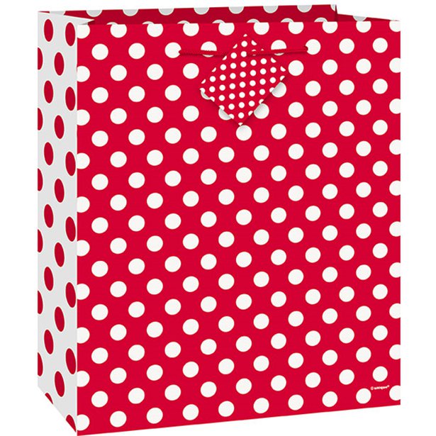 Red Polka Dot Gift Bag - 23Cm