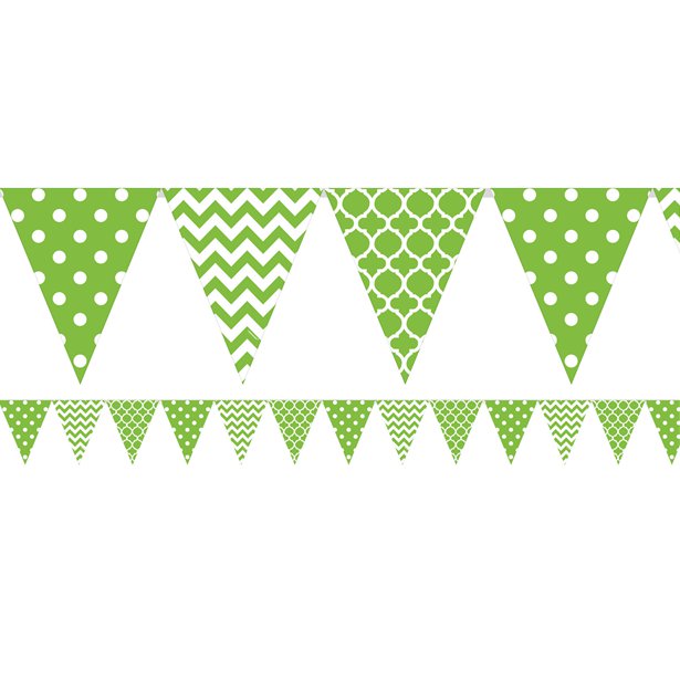 Lime Green Polka Dot & Chevron Bunting - 3.65m