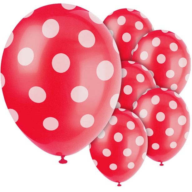 Red Polka Dot Balloons - 12'' Latex