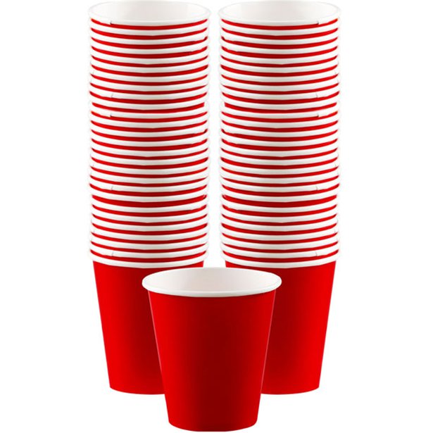 Red Coffee Cups - 340ml Paper Party Cups