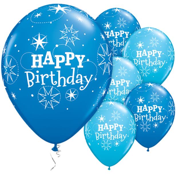 Happy Birthday Blue Sparkle Balloons - 11" Latex