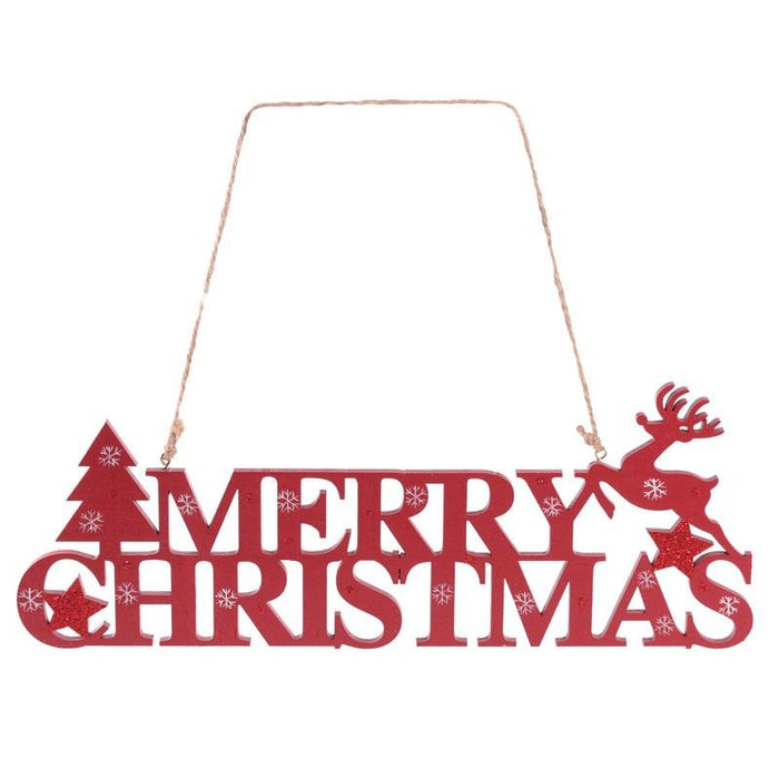 Hanging Sign 'Merry Christmas' - Red