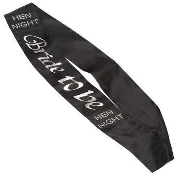 Black Satin With Diamante Bride To Be Sash