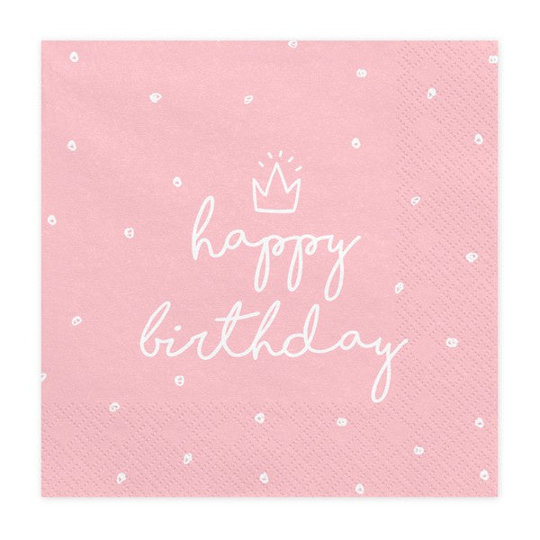 Lunch Napkins - Pink - Happy Birthday - 20pk
