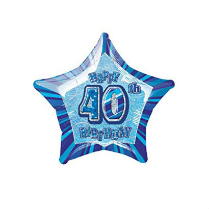Balloon Foil Star Shape - Dazzling Blue - 40th Birthday 20''