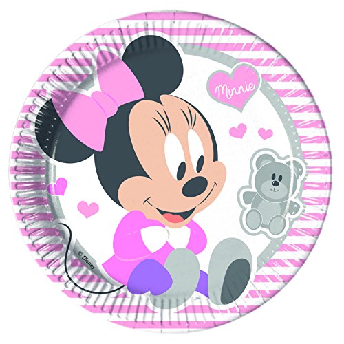 Minnie First Birthday Paper Plates - 23cm
