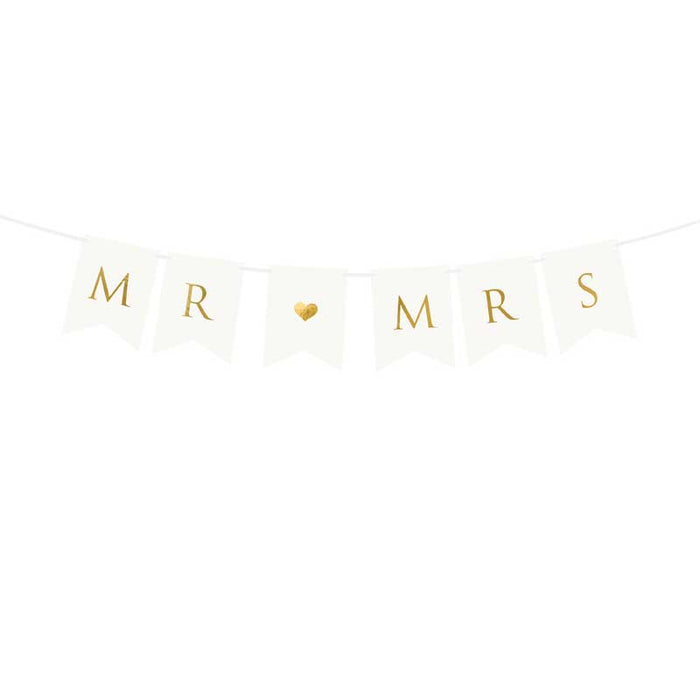 Banner Mr Mrs, white, 15 x 85 cm