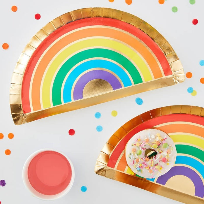Party Plates - Rainbow and Gold Party Plates