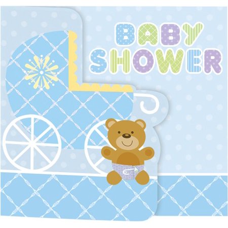 Invitations - Teddy Baby Blue - 8pk