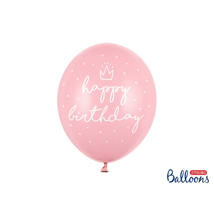 Strong Balloons 30cm, Happy Birthday - Pink