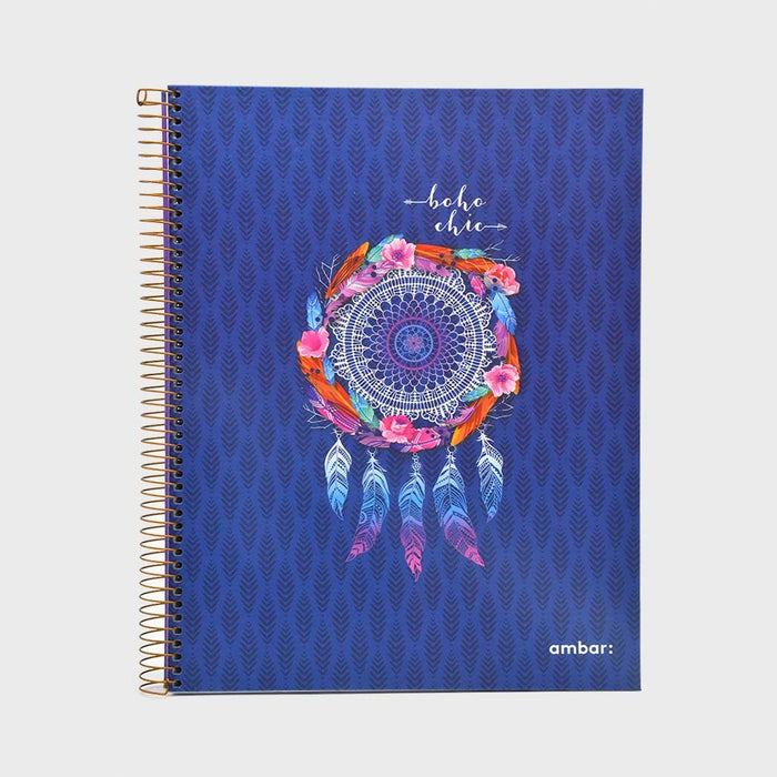 A4 Hardcover Spiral Book 120 Sheets Boho Chic Lined