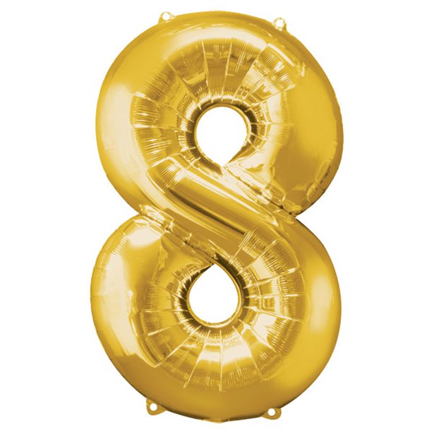 Balloon Foil Number - 8 Gold - 34"