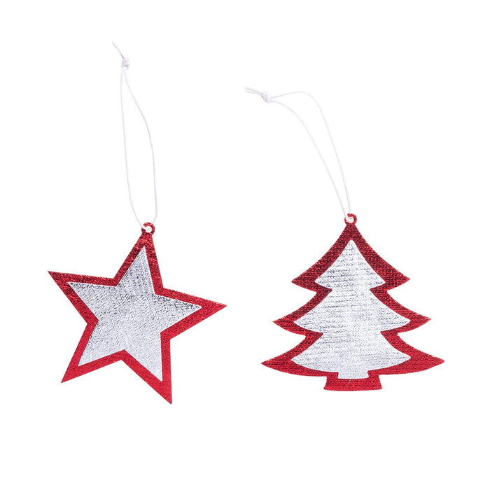 Silver and Red Christmas Decoration Set