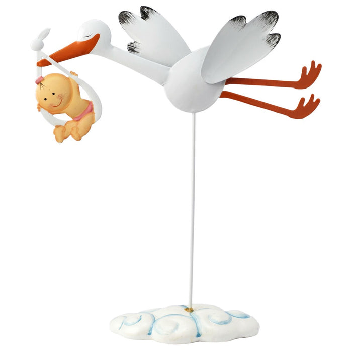 Cake Topper - Flying Stork with Baby Girl