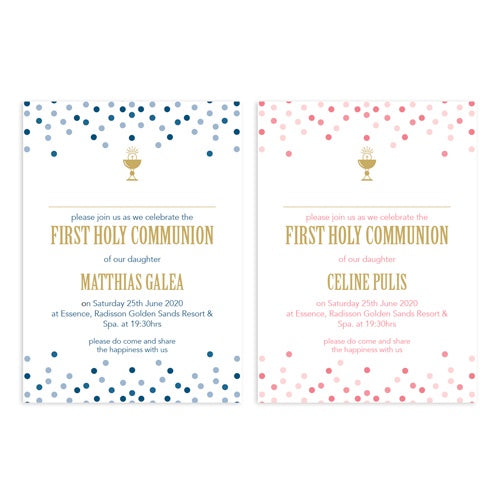 Invitations Personalized - Holy Communion - Spots Design INV07-18
