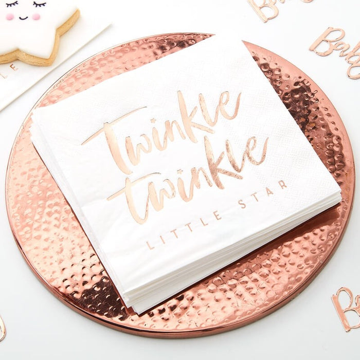 Rose Gold Twinkle Twinkle Paper Napkins - Twinkle Twinkle