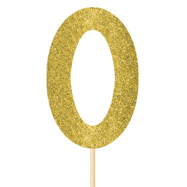 Number 0 Large Gold Glitter Pick - 36cm