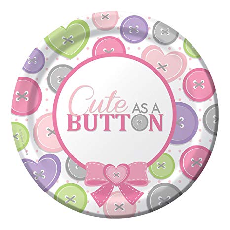 Cute As a Button Girl 7In Lunch Plates
