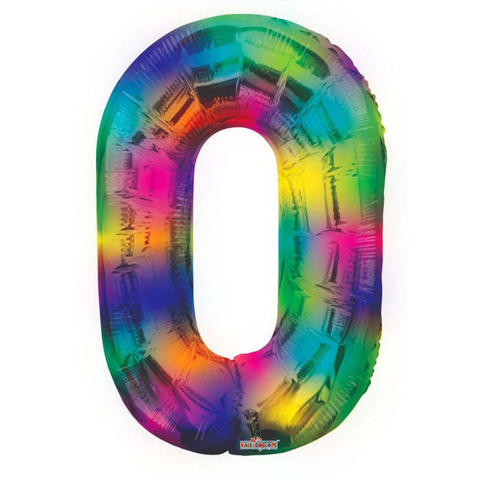 Balloon Foil Number - 0 Rainbow - 34"