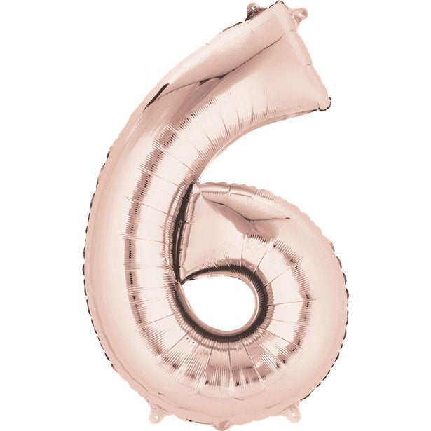 Balloon Foil Number - 6 Rose Gold - 16"