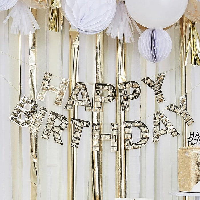 Gold Fringe 'Happy Birthday' Banner