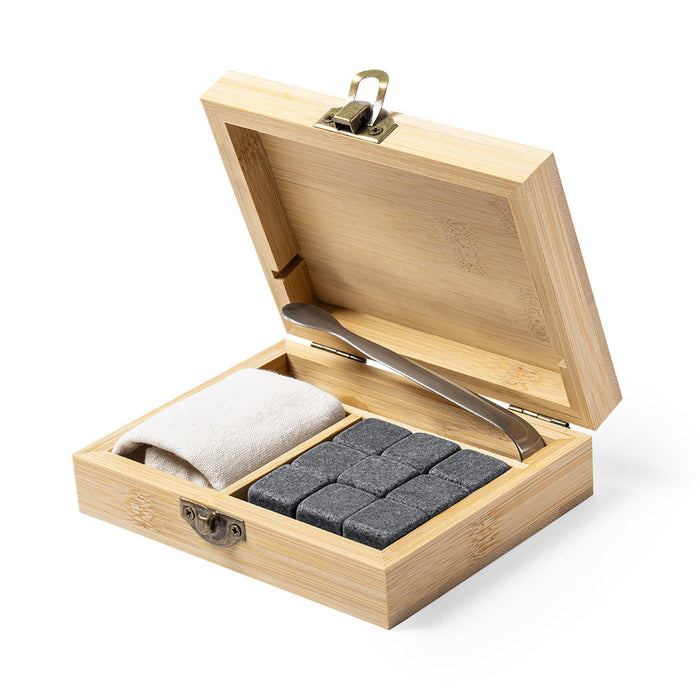 Set Stone Ice Cubes in Bamboo Box