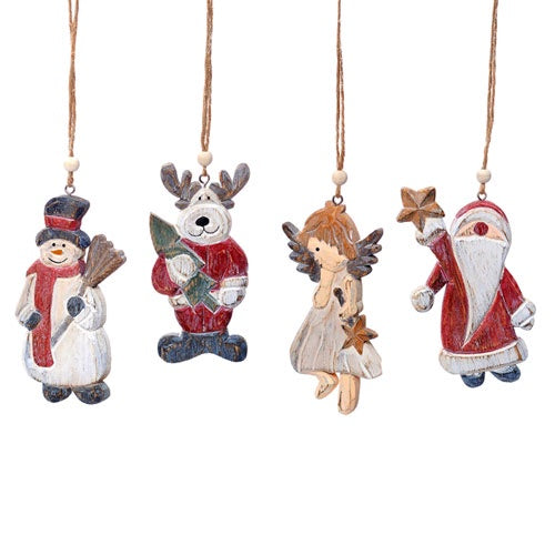 Hanging Wood Christmas Decoration - 4 designs