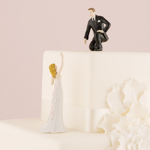 Reaching Bride And Helpful Groom Mix & Match Cake Topper
