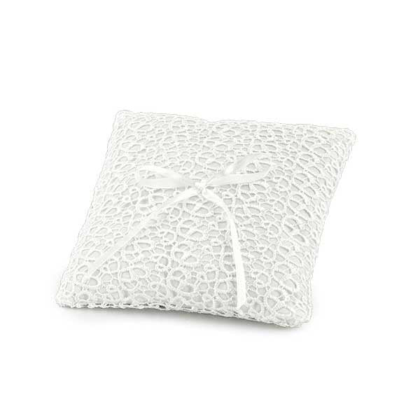 Ring Pillow - White Macrame