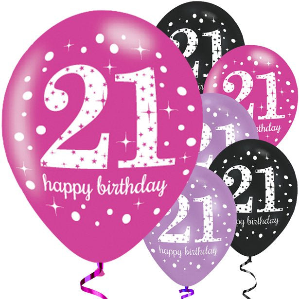 Balloons Latex Pearl - Pink Sparkling Celebration - Happy 21st Birthday