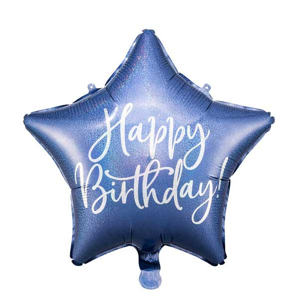 Foil balloon - Navy Blue Star - Happy Birthday To 15.5''