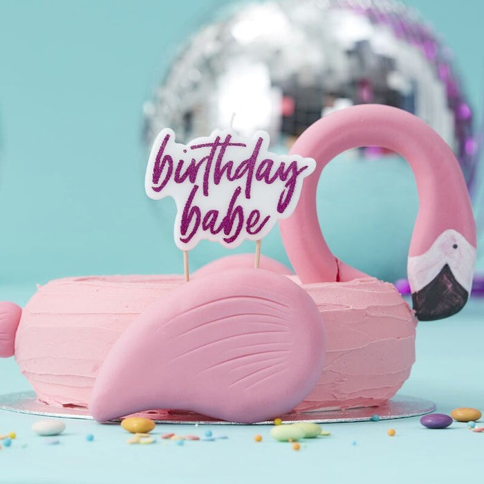 Hot Pink Glitter 'Birthday Babe' Candle