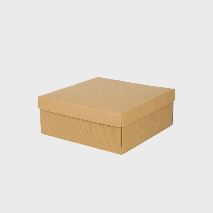 Gift Box with Lid - Corrugated Kraft - 300x300x120mm