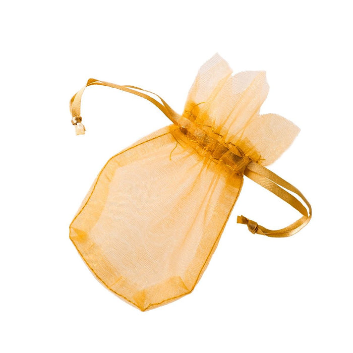 Organza Flower Bag - Gold - 7.7 x 12.5cm