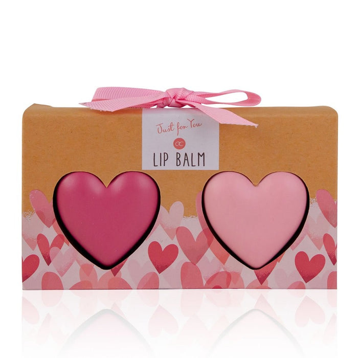 Set of 2 Lip Balms in Heart Tin