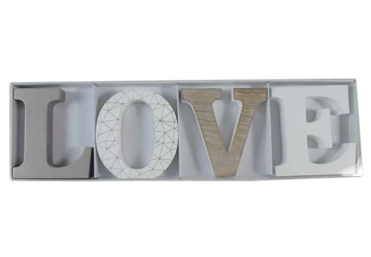 Wooden Love Letters In Silver & White