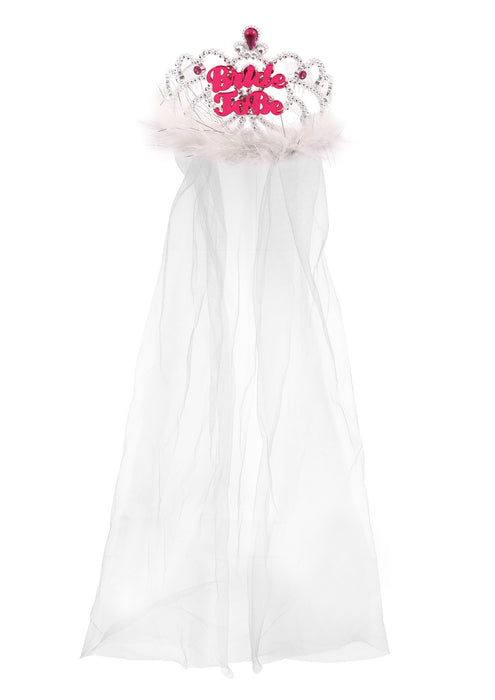 Tiara Bride To Be W/Fur 12.5cm & White Veil