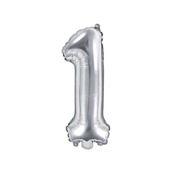 Balloon Foil Number - 1 Silver - 14" (35cm)