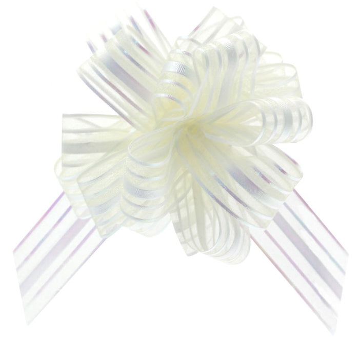 Pull Bow on Header Organza Ivory 31mm