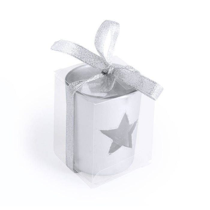 Christmas Candle Holder- Silver with Star Cutout
