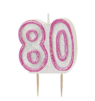 Dazzling Effects 80th Birthday Candle - Pink