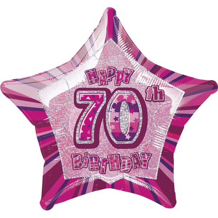 Dazzling Effects 70th Birthday Star Shaped Balloon - Pink